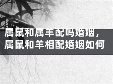 属鼠和属羊配吗婚姻，属鼠和羊相配婚姻如何