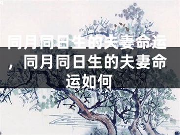 同月同日生的夫妻命运，同月同日生的夫妻命运如何
