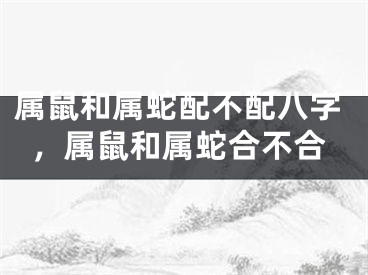 属鼠和属蛇配不配八字，属鼠和属蛇合不合