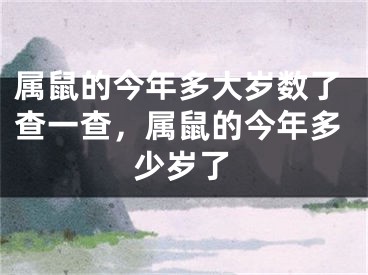 属鼠的今年多大岁数了查一查，属鼠的今年多少岁了