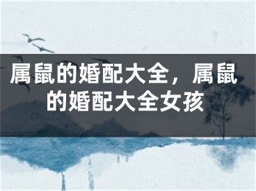属鼠的婚配大全，属鼠的婚配大全女孩
