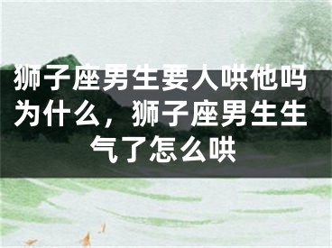 狮子座男生要人哄他吗为什么，狮子座男生生气了怎么哄