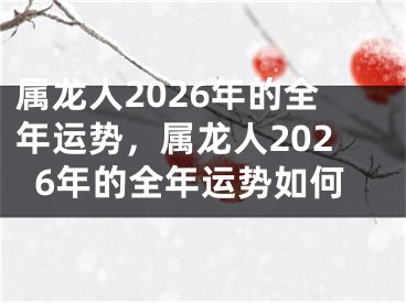 属龙人2026年的全年运势，属龙人2026年的全年运势如何