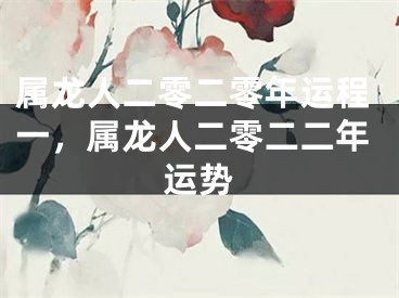 属龙人二零二零年运程一，属龙人二零二二年运势