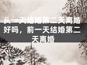 头一天结婚第二天离婚好吗，前一天结婚第二天离婚