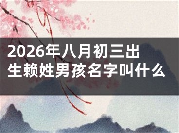 2026年八月初三出生赖姓男孩名字叫什么