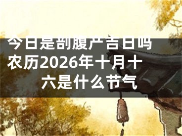 今日是剖腹产吉日吗 农历2026年十月十六是什么节气