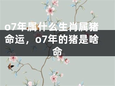 o7年属什么生肖属猪命运，o7年的猪是啥命