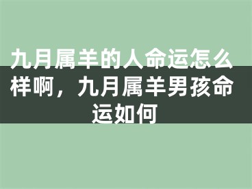 九月属羊的人命运怎么样啊，九月属羊男孩命运如何