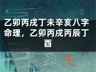 乙卯丙戌丁未辛亥八字命理，乙卯丙戌丙辰丁酉