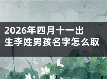 2026年四月十一出生李姓男孩名字怎么取