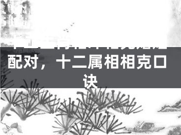 十二生肖相冲相克婚姻配对，十二属相相克口诀